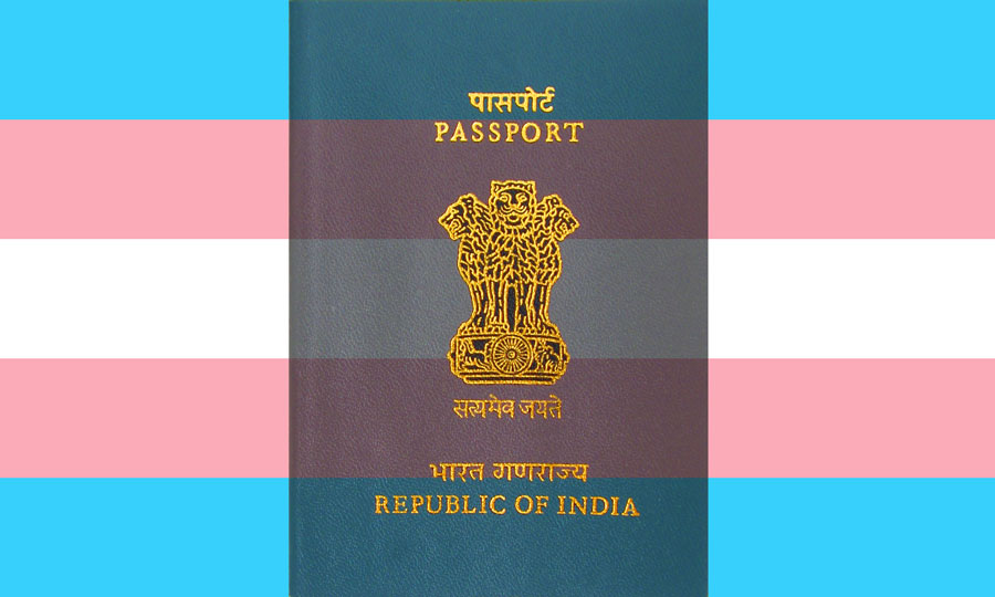 Indian Passport in transgender flag
